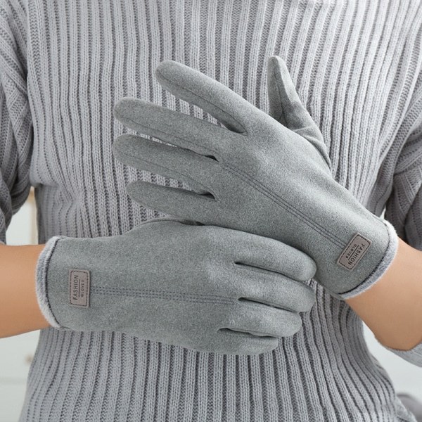 Herr Höst Vinter Mocka Plus Sammet Håll Värmen Pekskärm Utomhus Sport Handskar Mode Solid Elasticitet Kör Cykling 08 One Size