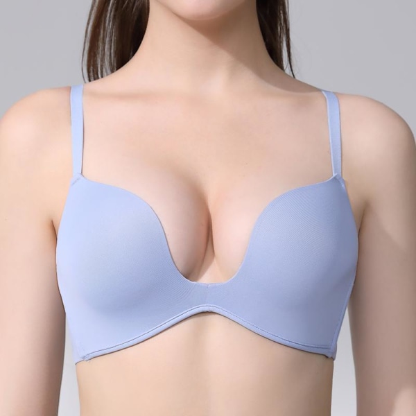 Sexiga Push Up-bh:ar Sömlösa underkläder för kvinnor Bygel Bralette Deep Plung Brasserie Solid Sexiga underkläder B C Cup Beige 34C