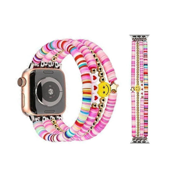 Klockarmband för Apple Watch iWatch Passar 42/44/45/49MM universal 1 regnbåge smiley face mjukt lera klockarmband