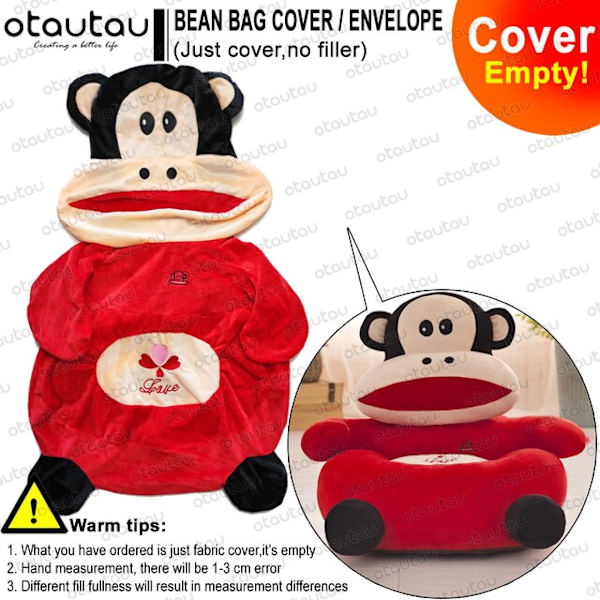 Barn Tecknad Sofföverdrag Sittsäck Stol Söt Puff Ottoman Fåtölj Soffa Mjuk Sammet Golvsits Puff Futon Barnmöbler Gåva monkey mouth
