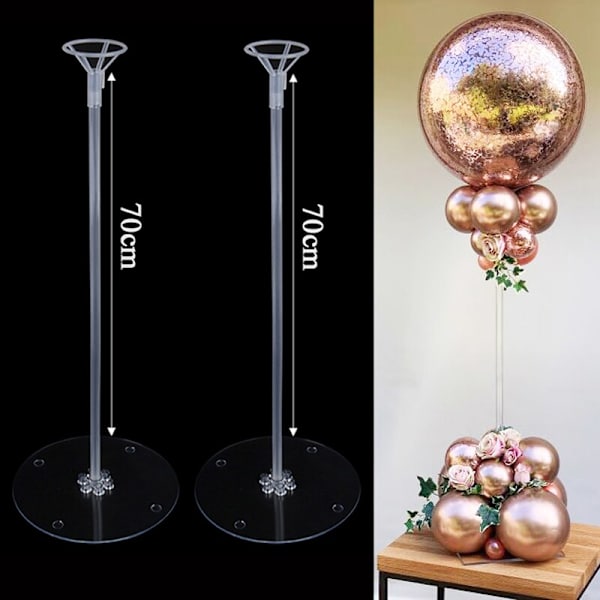 7/11/19 Rør Ballonholder Balloner Stativ Søjle Konfetti Ballon Børnefødselsdag Baby Shower Bryllupsdekoration Forsyninger 2set 70cm stand