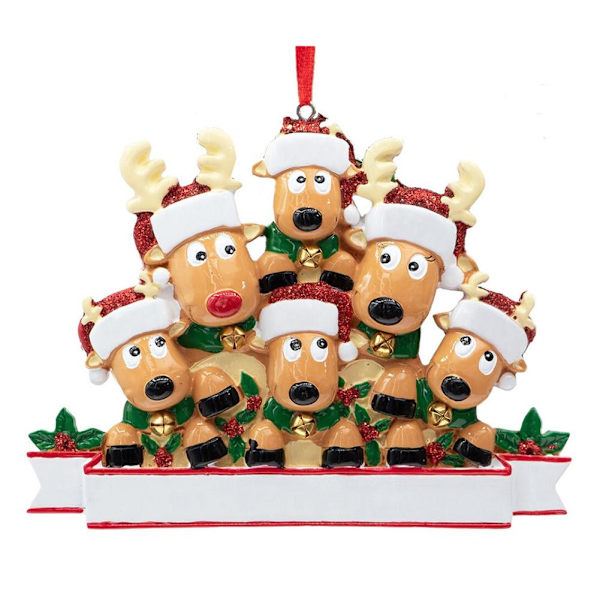 Personlig Familj Julgran Julgranskula Dekoration Ornament Älg Hjort Familj Julhelg Dekorationer 6 heads