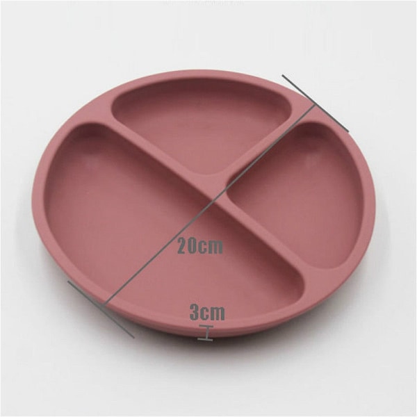 Baby Säker Silikon Matplatta Solid Söt Tecknad Barn Servis Sug Toddle Träning Bordsartiklar Barn Matningsskålar Pink