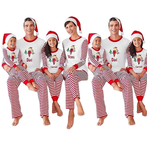 Joulu Pyjamat Yhteensopivat Perheasut Vanhempi-lapsi Vaatteet Sarjakuva Painettu Kotivaatteet Äiti ja Isä Tytär Vaatteet Pyjamat 1 men  XL