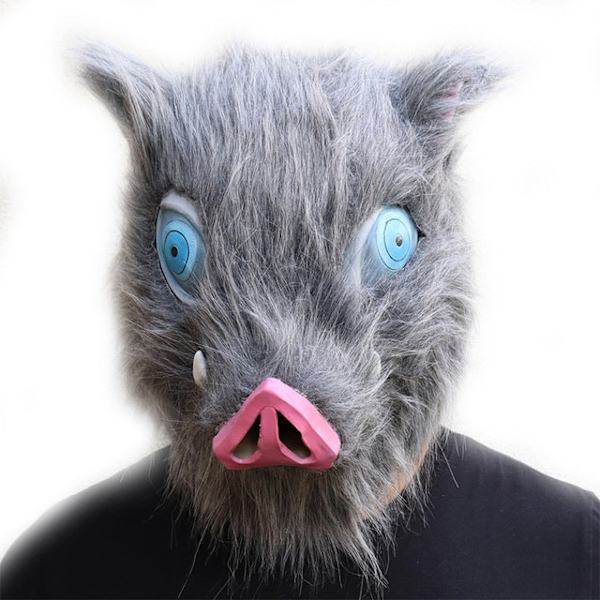Demon Slayer Kimetsu No Yaiba Hashibira Inosuke Cosplay Kostymer Byxor Huvudbonad vildsvin Halloween för man kvinna style 3 One Size