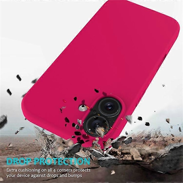 Kompatibelt Skal för iPhone 16, Flytande Silikon, Mjukt Foder, Stötsäkert Telefonskydd Pink
