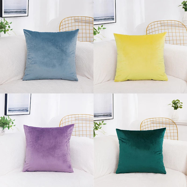 Sammet Kuddfodral Mjukt Enfärgat Dekorativt Fyrkantigt Örngott för Soffa Sovrum Bil Hem 55x55/60x60cm Mysigt Kuddfodral Yellow 40x40cm