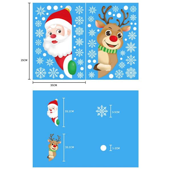 Jul Glasdekaler Heminredning Ornament Jul Snöflinga Jultomte Dörr Butiksfönster Dekal Nyår Juldekoration 29