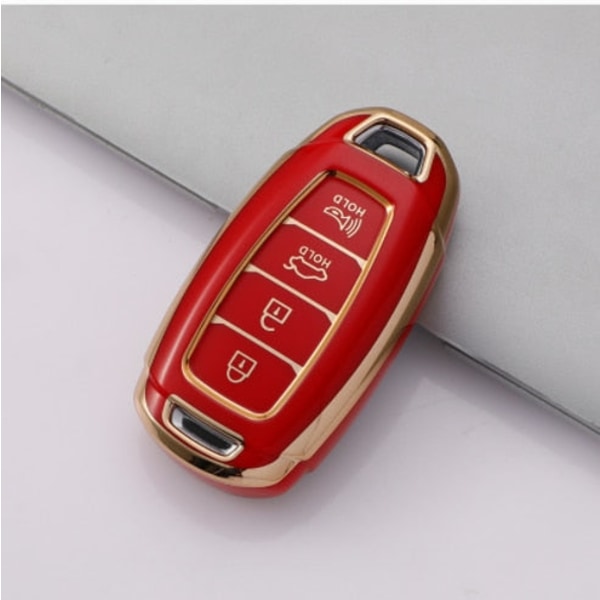 För Hyundai I30 Ix35 KONA Encino Solaris Azera Grandeur Ig Accent Santa Fe Palisade TPU Bilnyckel Fodral Nyckelskydd Nyckelring B red