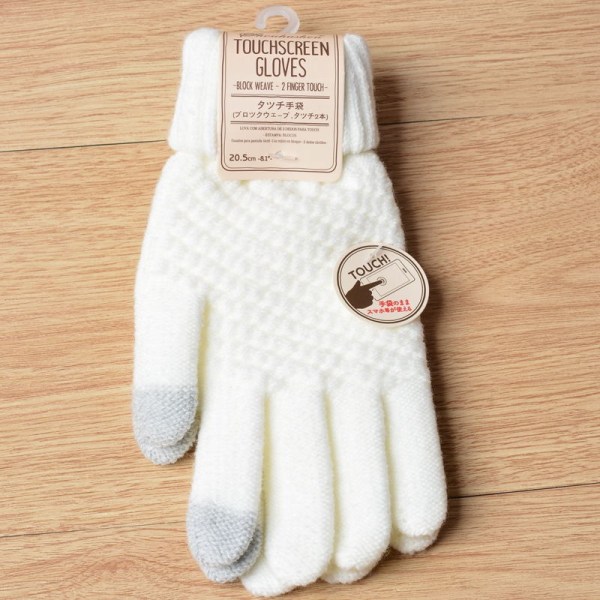 Rimiut Dam Cashmere Stickade Vinterhandskar Cashmere Stickade Dam Höst Vinter Varma Tjocka Handskar Pekskärm Skidhandskar Style 2 Grey One Size