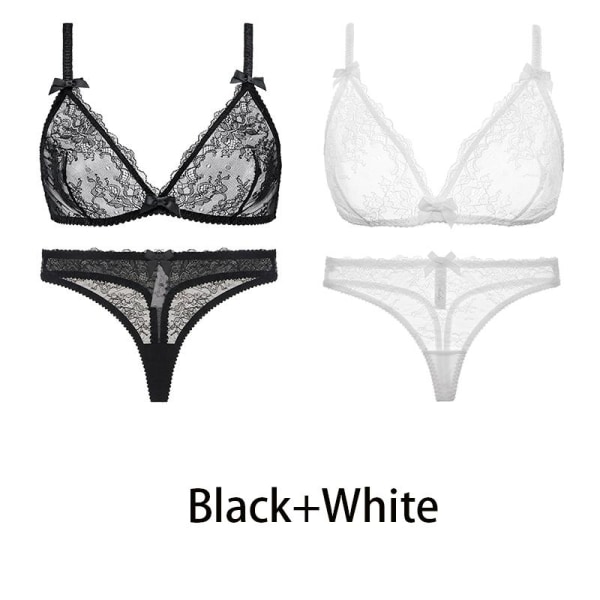 Varsbaby Sexig Transparent Underkläder BH Set 2st Black-White L