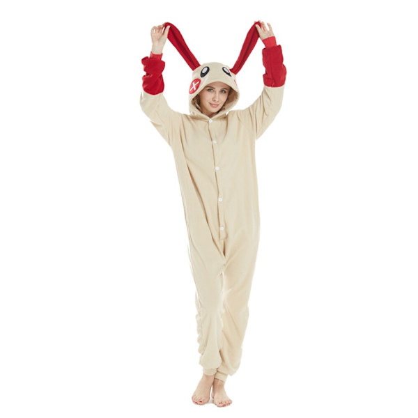 Kanin Tecknad Pyjamas Kigurumis Onesies för Vuxna Kvinnor Vinter Långärmad Nattlinne Hemmakläder Karneval Festival Outfit Flicka red Rabbit M(Height 161-164CM)