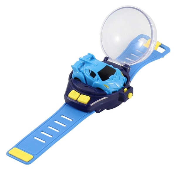 Mini Tegneserie RC Liten Bil Analog Klokke Fjernkontroll Søt Infrarød Sensing Modell Batteridrevne Leker For Barn Gaver 2.4G Blue