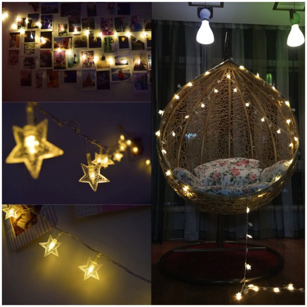 LED Tähtivalosarja Paristo USB Kaukosäädin Pallo Värillinen Lyhty Vilkkuva Ulkovalosarja Telttailuun Telttaan Verho Valokoriste Color XINGX-1.5 m 10 Light Battery