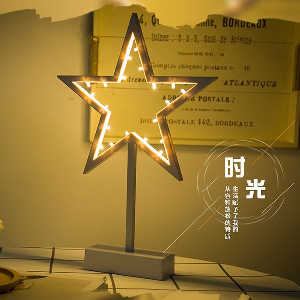 Kreativ Lille Natlampe Stjerner Hjerte Juletræ Ins Instafamous Værelsesdekoration Fotorekvisitter Bordlampe Christmas tree-INS small night lamp