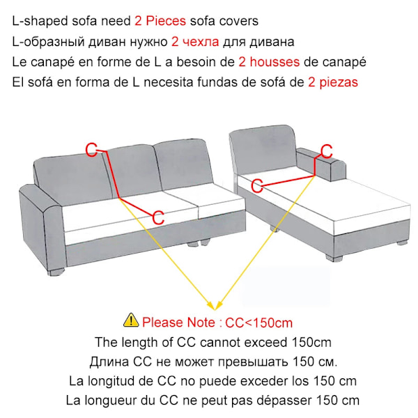Strækbart sofabetræk til L-formet sofa hjørnesofa elastisk sofabetræk til sofabetræk til stue 1/2/3/4-personers nordisk WWT40 2Pillowcase 45x45cm