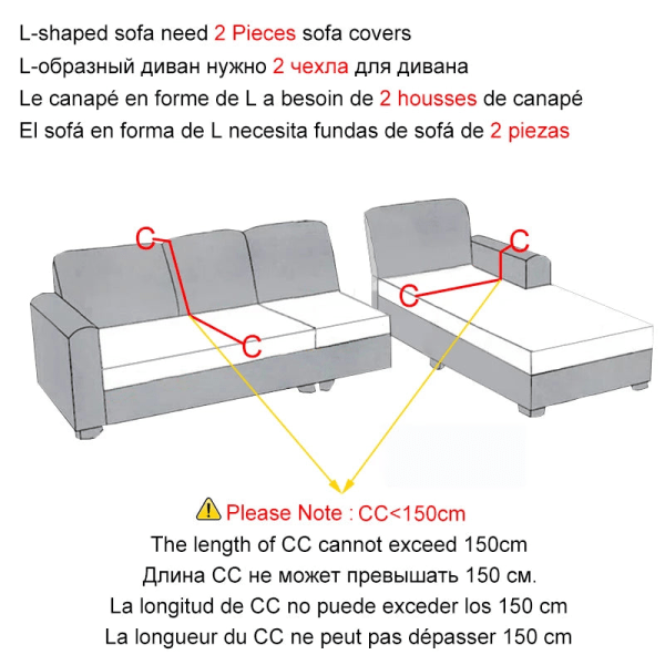 Stretch Sofföverdrag för L-formad Soffa Hörnsoffa Elastiskt Sofföverdrag för Sofföverdrag för Vardagsrum 1/2/3/4-Sits Nordisk WWT35 3seat 190-230cm
