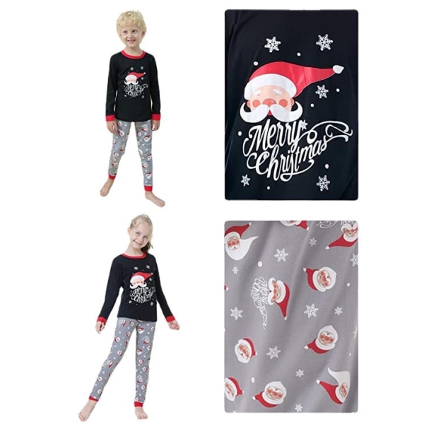 Matchande julpyjamas för familjen, tecknade kläder, tryckt mamma-dotter pyjamas set, hemmakläder, barnsovkläder Santa Claus head 5T