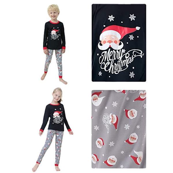 Matchande julpyjamas för familjen, tecknade kläder, tryckt mamma-dotter pyjamas set, hemmakläder, barnsovkläder Santa Claus head 8T