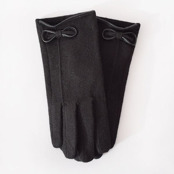 Vinterhansker for kvinner i kasjmir med berøringsskjerm, varme utendørshansker for ridning, pluss fløyel, tykk ullsløyfe, hel finger, kjørehansker S29 Black One Size