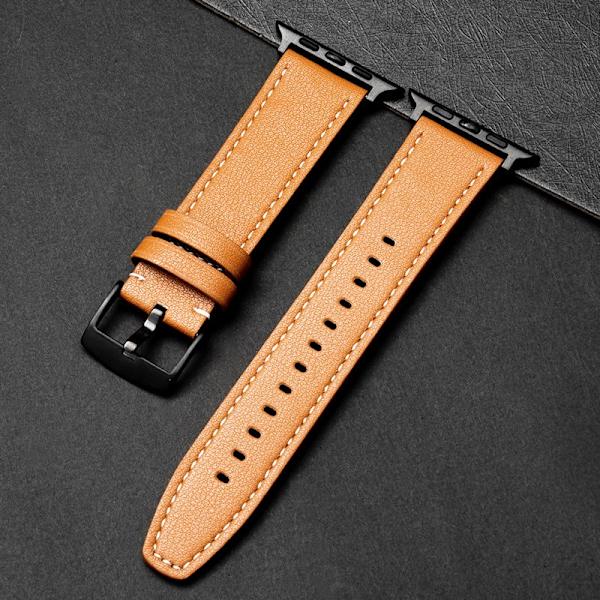 Klockarmband för Apple Watch iWatch 42/44/45/49mm Mikrofiber Ljusbrunt Armband - Svart Spänne