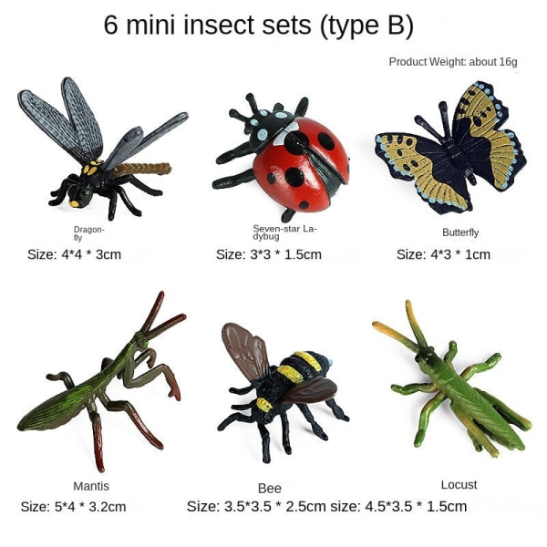 Mini Ocean Tropisk Fisk Model Sæt Simulation Solid Klovnfisk Fe Fisk Rævefisk Børns Undervisningslegetøj DT mini reptiles (6 sets)