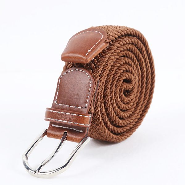 Herr Casual Stretch Vävt Läderbälte Unga Studenter Vävt Canvas Spänne Elastiskt Midjeband Black 135cm