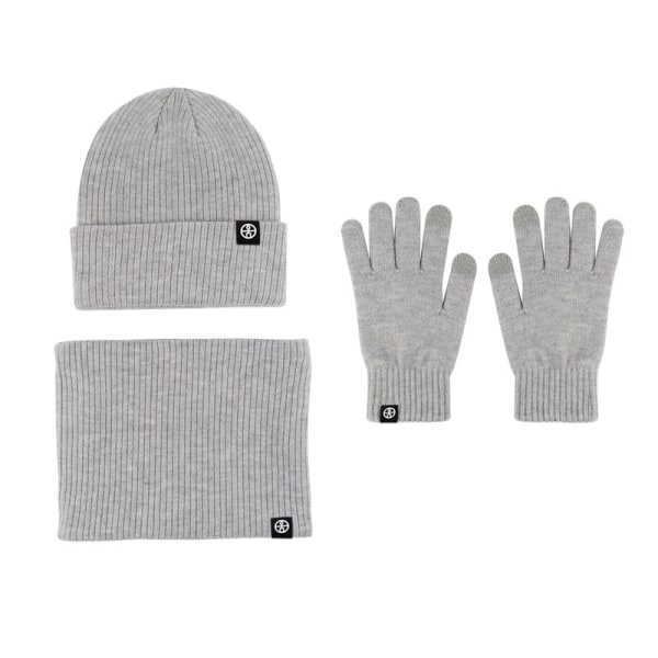 Varm Ullmössa Halsduk Handskar Tredelat Set Vindtät Stickad Mössa Tredelat Set Army green three-piece set