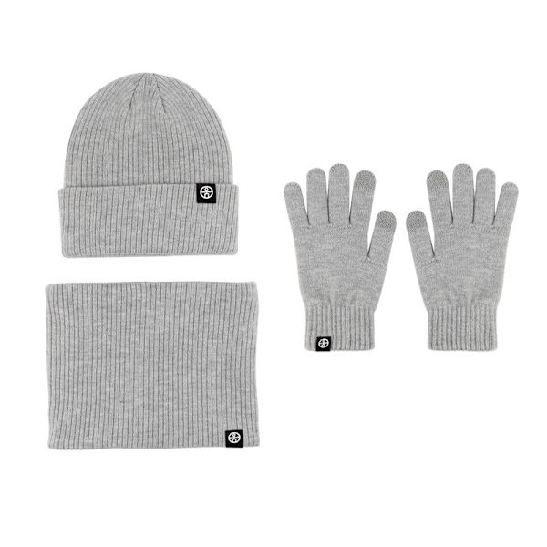 Varm Ullmössa Halsduk Handskar Tredelat Set Vindtät Stickad Mössa Tredelat Set Caramel three-piece set