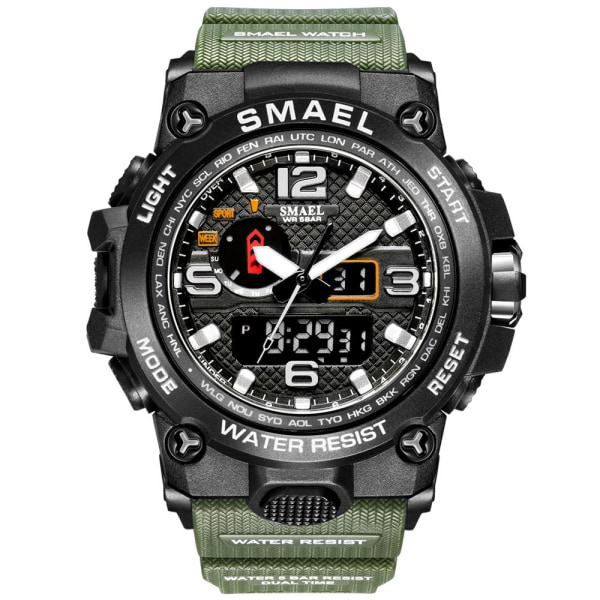 Warwolf 2 Special Forces Luminous Multi-Functional Vattentät Dubbel Display Män Middle School Student Sport Utomhus Stor Watch Män Black and gray