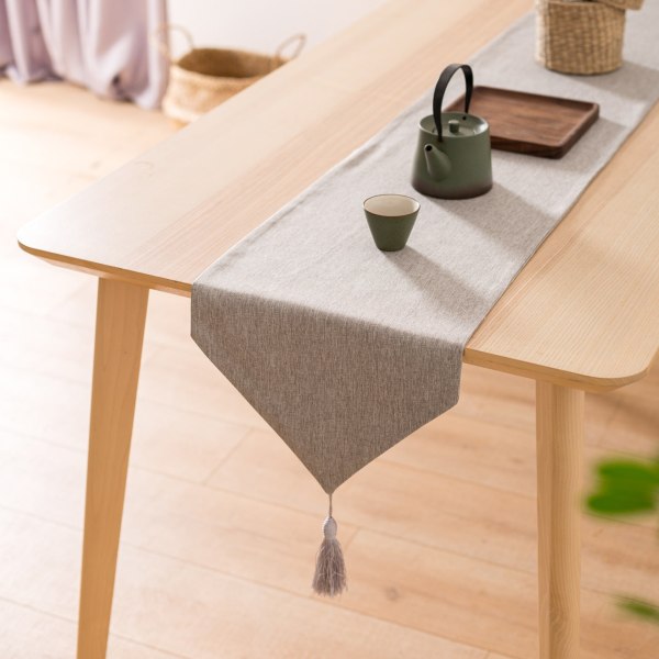 Ensfarvet dug Farvet bomuldslinned Ensfarvet kaffedug Borddekoration Light gray 32cm*220cm