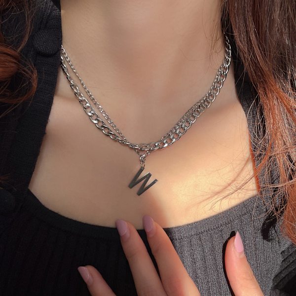 Titaani Teräs Musta Rakkaus Riipus Kaulakoru Korut Riipussetti Koristeelliset Korut 42# Small lock necklace