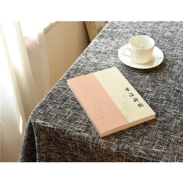 Linned dug kaffebord simpelt ensfarvet rundt bord stof japansk bomuld linned rektangulær dug Literary black and white 135*220cm