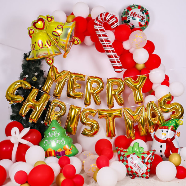 Christmas Balloon Set Latex Ballong Chain Arch Juldekorationsballong Bell knock