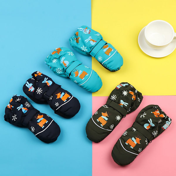 1 Pari Sarjakuva Lasten Hiihtohanskat Pitkähihaiset Rukkaset Talvi Tuulenpitävä Vedenpitävä Paksu Lämmin Liukumaton Peura Kani 2-6 Vuotta Vanha A-orange One Size