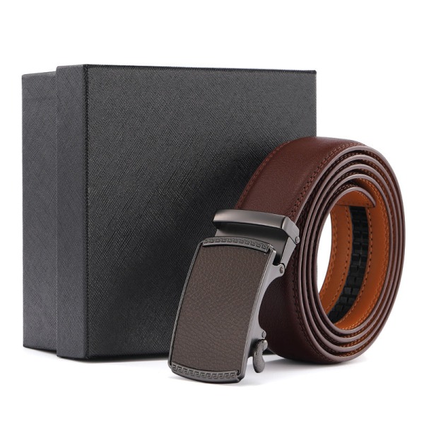 Spänne Två-Lagers Presentbälte Mode Unga Människor Byxbälte Herr Äkta Läder Red brushed chrome buckle 110~125