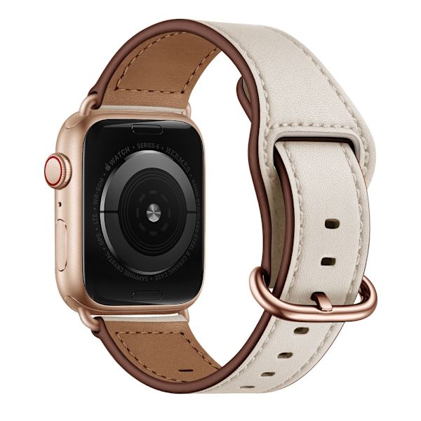 Klockarmband för Apple Watch iWatch 38/40/41/42mm beige nålmönster roséguldfärgat spänne