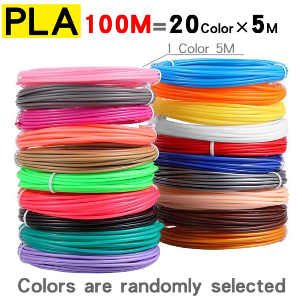 PLA-filamentti 3D-kynään tulostusmateriaali 10/20 rullaa 10M halkaisija 1,75 mm 200M Hajuton Turvallinen Muovitäyttö 3D-tulostinkynälle 200M 20 Color PLA