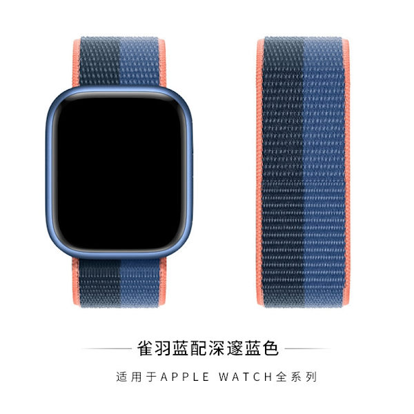 Klockarmband för Apple Watch iWatch 38/40/41mm Fågelfjäder Blå med Mörkblå