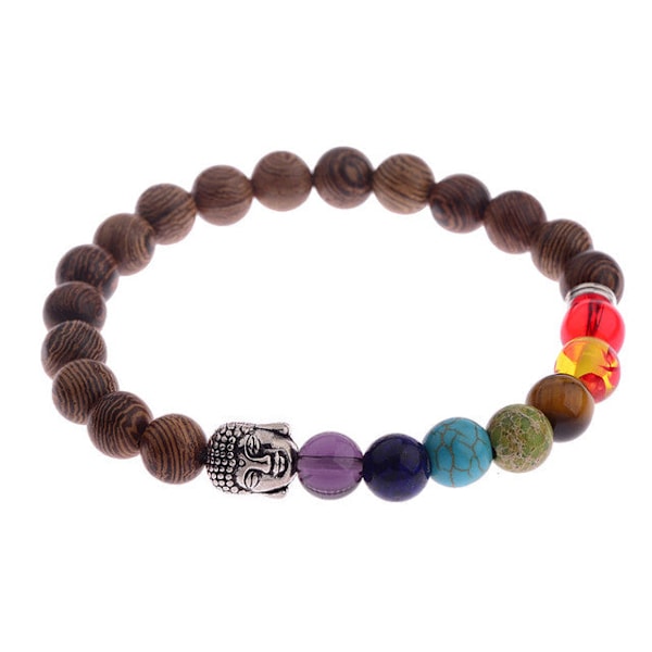 8mm Nya Naturliga Träpärlor Armband Män Svart Etnisk Meditation Vitt Armband Kvinnor Böne Smycken Yoga Armband Homme 005-B2