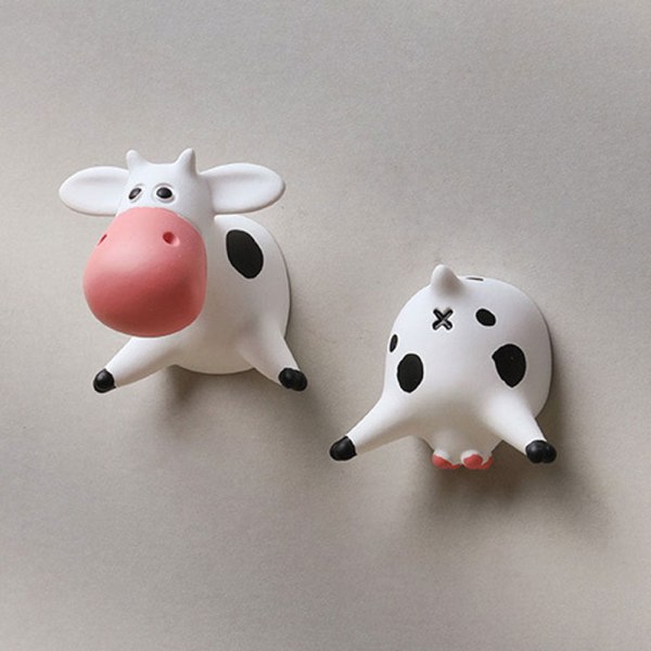Ku Kjøleskapsmagneter Liggende På Magen Tegneserie Søte 3D Tredimensjonale Resin Magneter Kreativ Kunst Design Kjøkken Overseas style 2