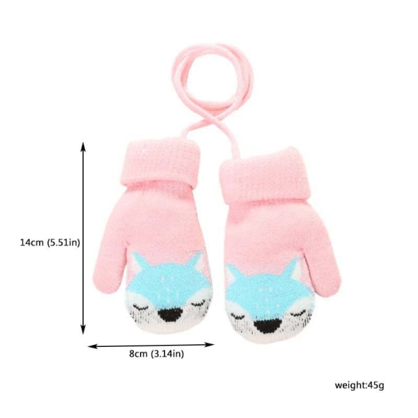 Tegneserie Ræv Baby Vanter Vinter Varme Børn Baby Pige Handsker Strikkede Børn Småbørn Bidering Vante Handschoen style2 white