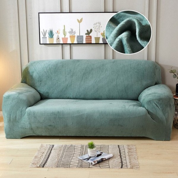 Plysch Sofföverdrag Stretch Enfärgat Tjockt Överdrag Sofföverdrag för Vardagsrum Husdjur Stolsöverdrag Dynöverdrag Soffhandduk 1 st Silver Grey 2-seater 145-185cm