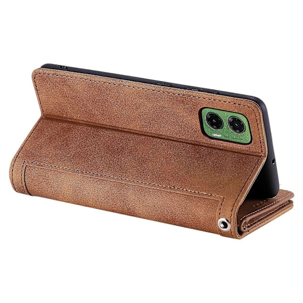 Motorola Moto G35 5G -kotelo PU-nahkainen puhelinkotelo vetoketjullisella lompakolla ja 9 korttipaikalla Style C