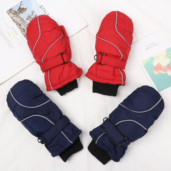 1 Par Nye Mote Barn Vinter Snø Varme Hansker Gutter Jenter Ski Vindtett Vanntett Tykke Votter Holder Fingrene Varme A-rose red 5-9years One Size