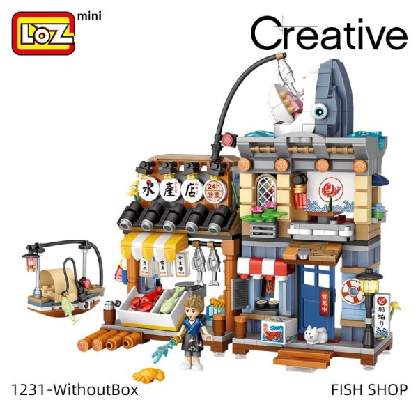 LOZ byggklossar japansk gatuvy izakaya akvatisk produktbutik mini små partiklar monterad leksak pussel flicka pojke 1232 without box