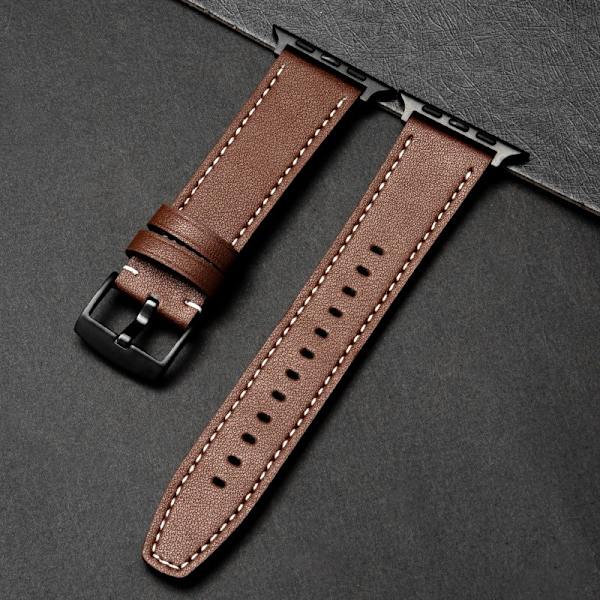 Kellon ranneke Apple Watch iWatch 38/40/41mm erittäin ohut tummanruskea ranneke - musta solki