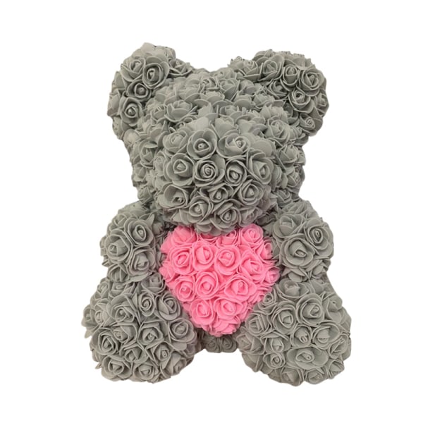 40 cm Rosebjørn Hjerte Kunstig Blomst Rose Teddybjørn Til Kvinder Valentinsdag Bryllup Fødselsdag Julegave RED WHITE WITH BOX 40CM