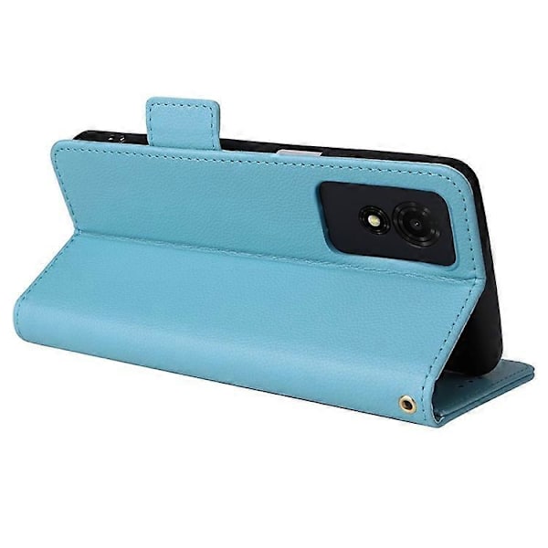 Kompatibelt för TCL 501 T433D Läderfodral Plånboksställ Litchi Textur Telefonskal Grossist LightBlue