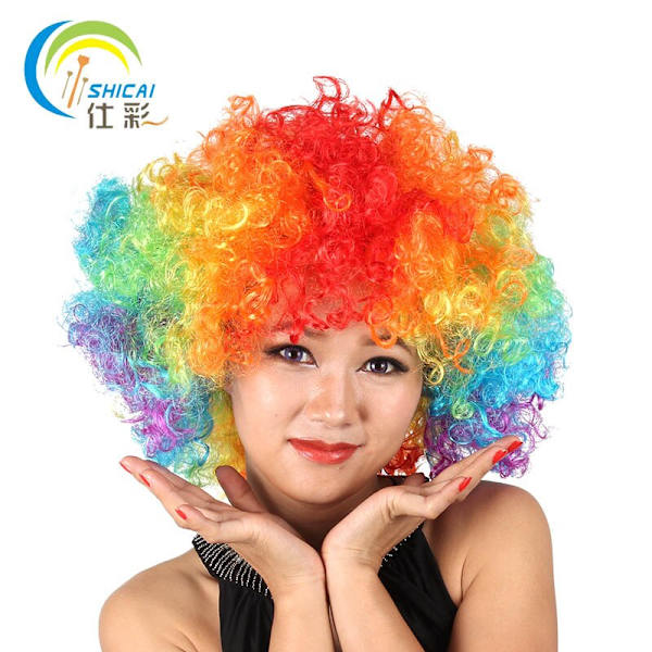 Rolig clownperuk med mössa Fans explosiv huvudperuk dansbar bröllopsfest klänning performance rekvisita peruk Rolig fluffig Rose Red